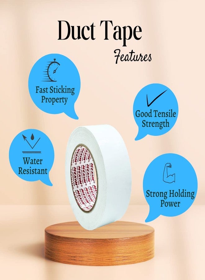 Mexim Multipurpose Duct Tape Heavy Duty Multi-Functional 48 mm x 50 meters Adhesive Tape | High Strenth Easy to Tear All Purpose Adhesive Tape (48 mm x 50 meters, White) - Pack of 1 - Image 3